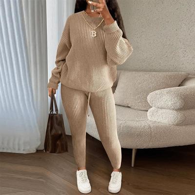 Fashion Casual Knitted Suit Trousers Suit Women's Sweater Suit Plus Size