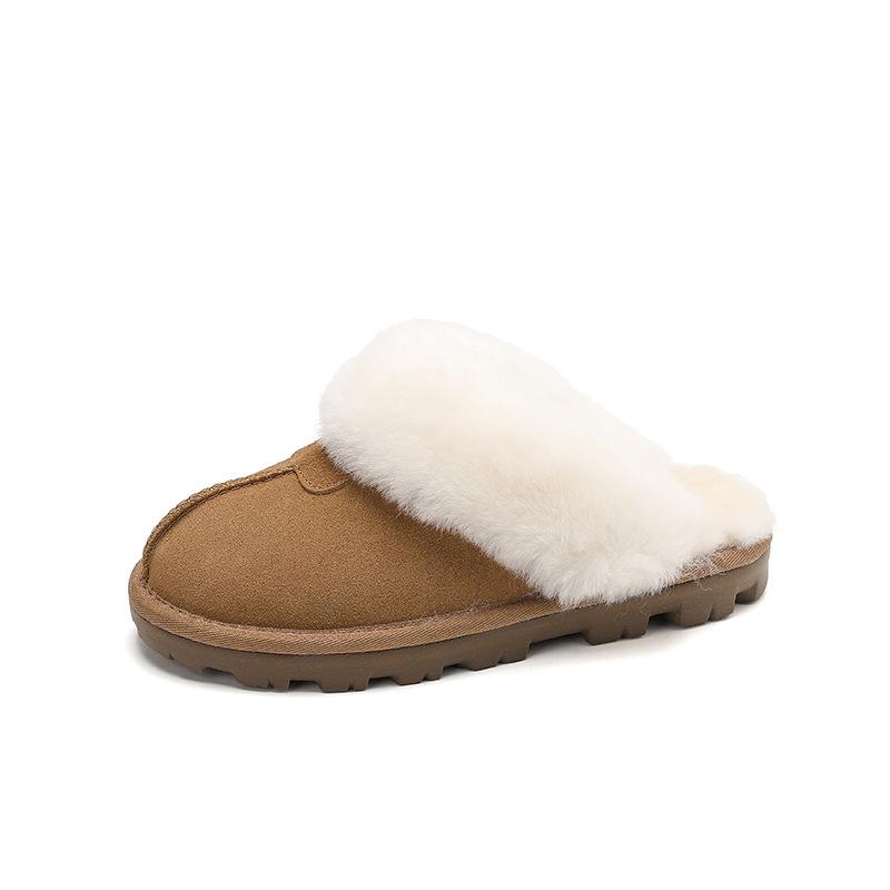 Henan Sangpo fluffy slippers thick-bottomed outer wear women's autumn and winter new sheepskin and fur integrated warm and velvet wool slippers