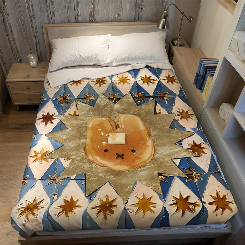 Pancake Star Tile Flannel Blanket Warm Soft Halloween Christmas Couch Warm Cozy Decorative Decor Gift for All Season