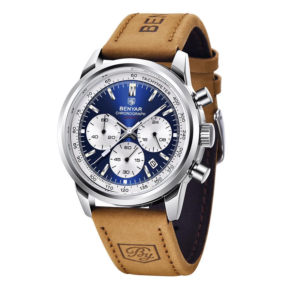Benyar Binya By5188 Men S Watch Multi-Function Chronograph Luminous Waterproof Belt Quartz Watch Watch