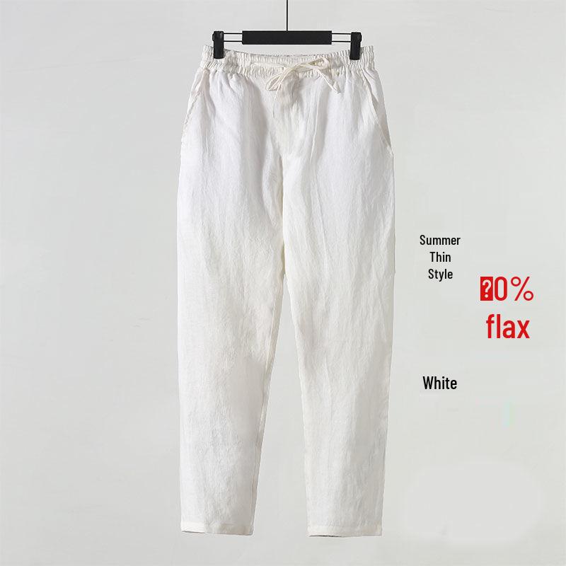 Men's Casual Loose-Fit Nine-Point Cotton and Linen Pants - Chinese Style Summer Wear