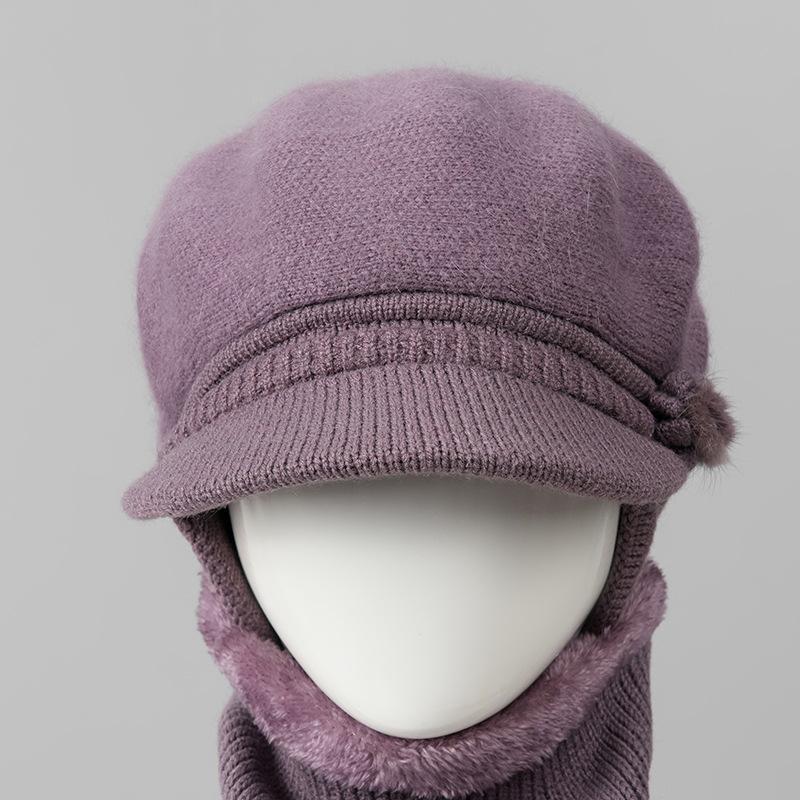 Wool Hat Women's Autumn and Winter Fleece Warm Hat, Ear Protection, Cold Protection, Thickened Knitted Hat