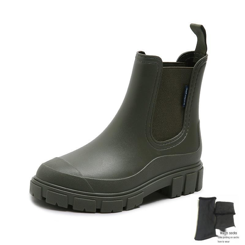 Women's Mid-Calf Chelsea Rain Boots - Waterproof, Non-Slip, Fashionable Rubber Shoes