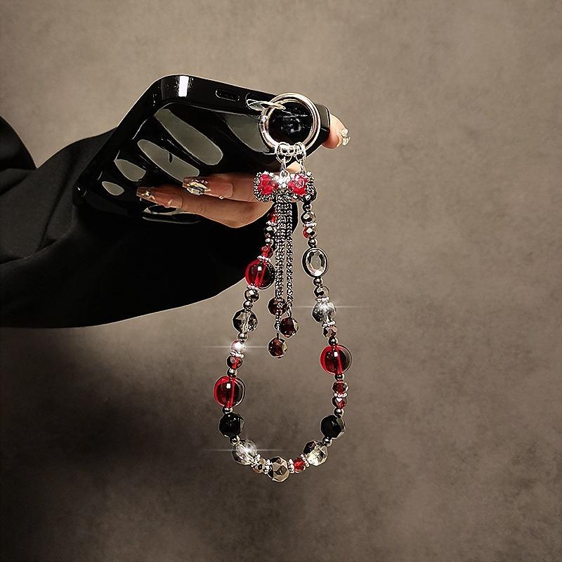 Butterfly Tassel Rhinestone Ball Phone Short Crystal Lanyard Strap Pendant Chain Anti-Lost Hand Rope Fashion Hand Chain