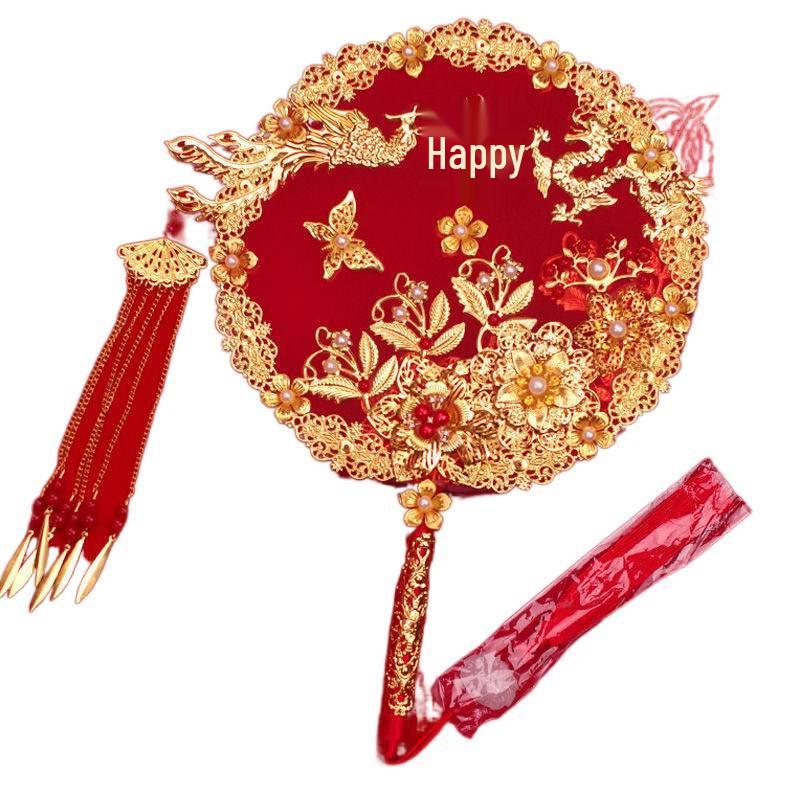 Xiuhe Bridal Fan with Bouquet: Traditional Chinese Wedding Accessory