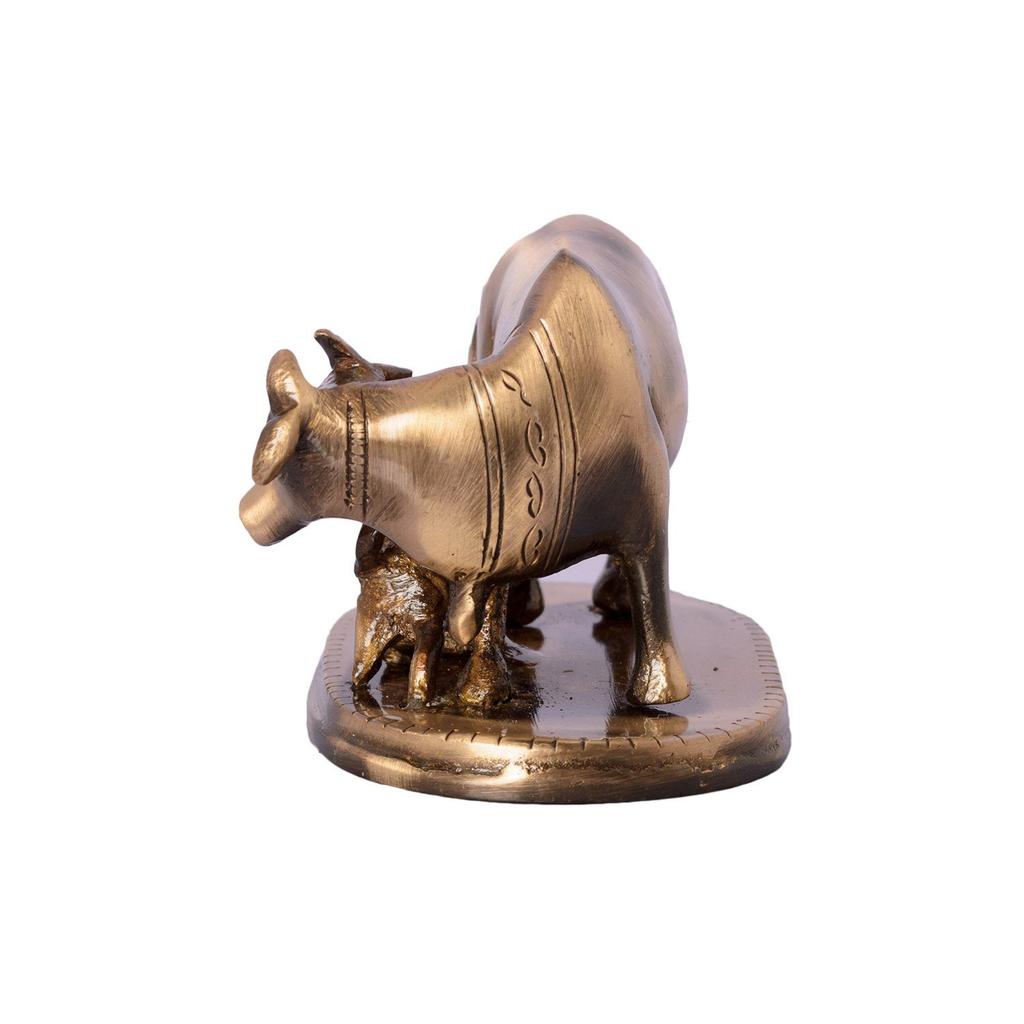 Kamdhenu Cow and Calf Sculpture Brass Showpiece