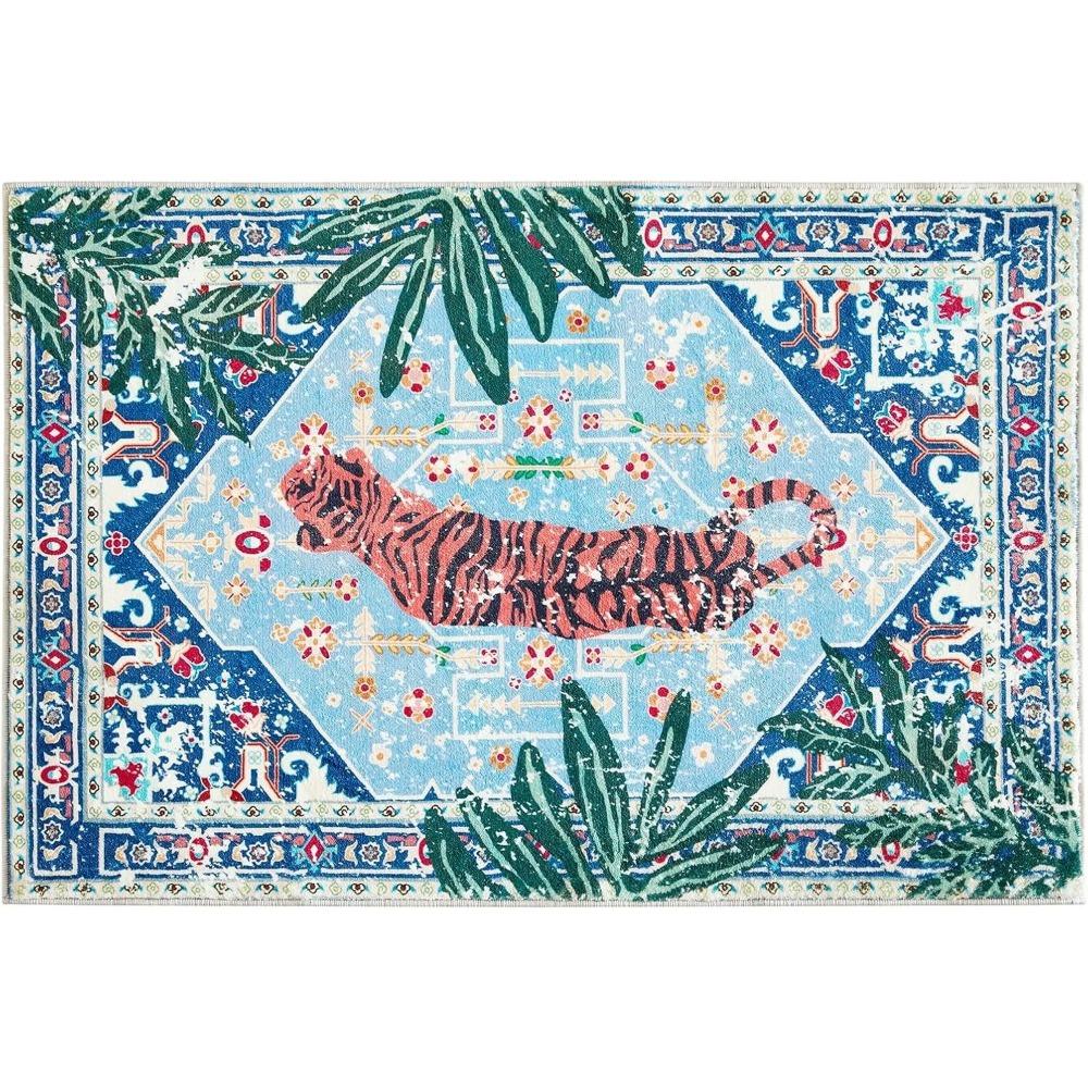 

Living Room Carpet Tiger Animal Decorate Bedroom Bedside Mat Foldable Machine Washable Leisure Area Non-slip Rug Alfombra 50x80cm