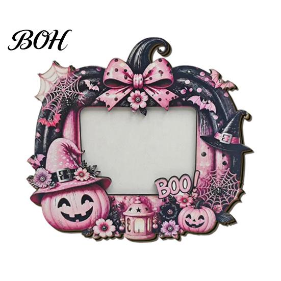 Halloween Photo Frame Frame, Wooden Desktop Picture Holder for Spooky Party Decoration Decorative Mantle Piece And Festive Home Decor, Vintage
