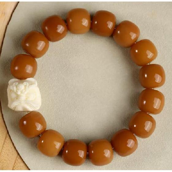 Lion Dance Gradient Bodhi White Jade Bodhi Bracelet Gentle and delicate Buddhist prayer beads bracelet made of Bodhi seeds