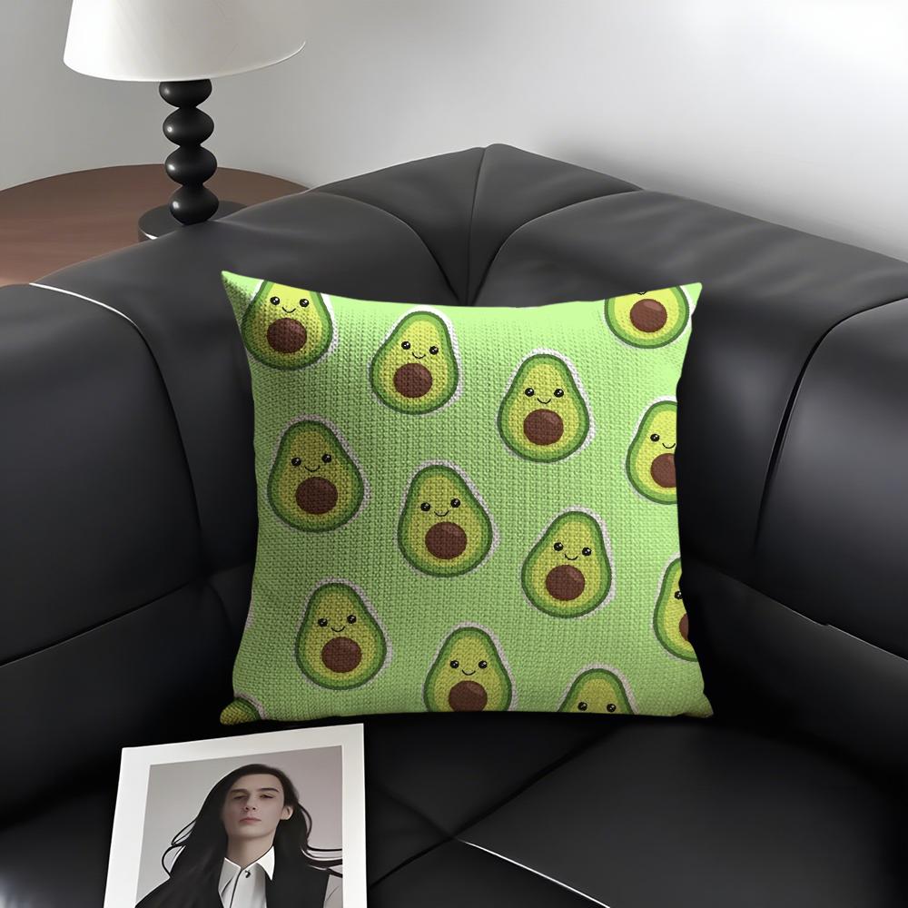 Avocado Print Cushion Cover Natural Linen Organic Fabric DoubleSided Printing Sofa Home Decor Gift Pillow Case