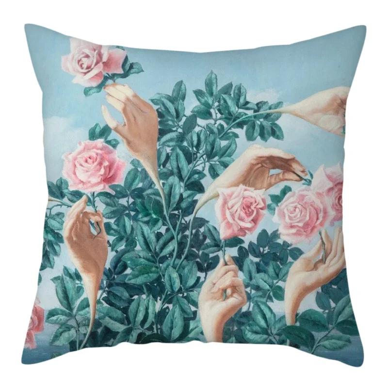 

Подушка с закатом, пейзаж, деревенский фермерский стиль, украшение, полиэстеровая наволочка 66x66cm слоновая кость