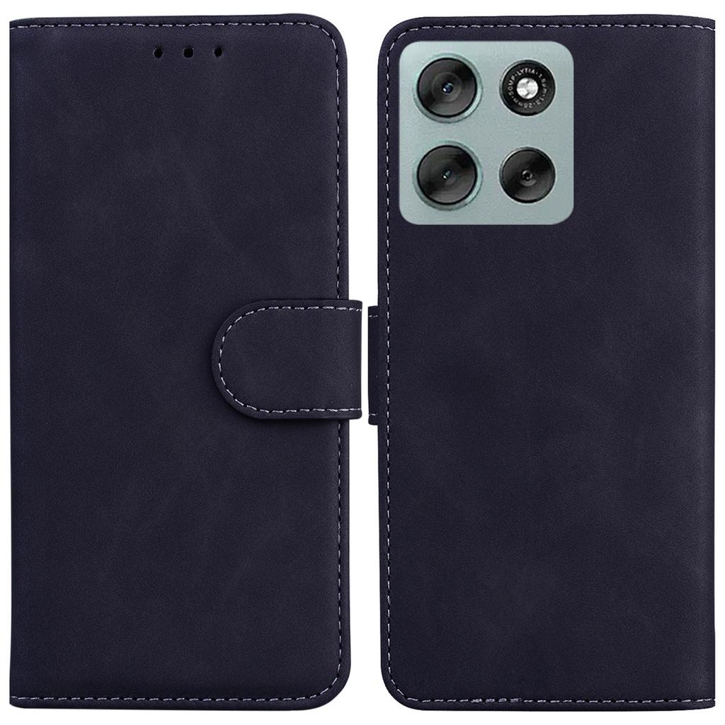 Etui dla Motorola Moto G56 5G, Jednokolorowe Skórzane Etui Portfelowe na Telefon