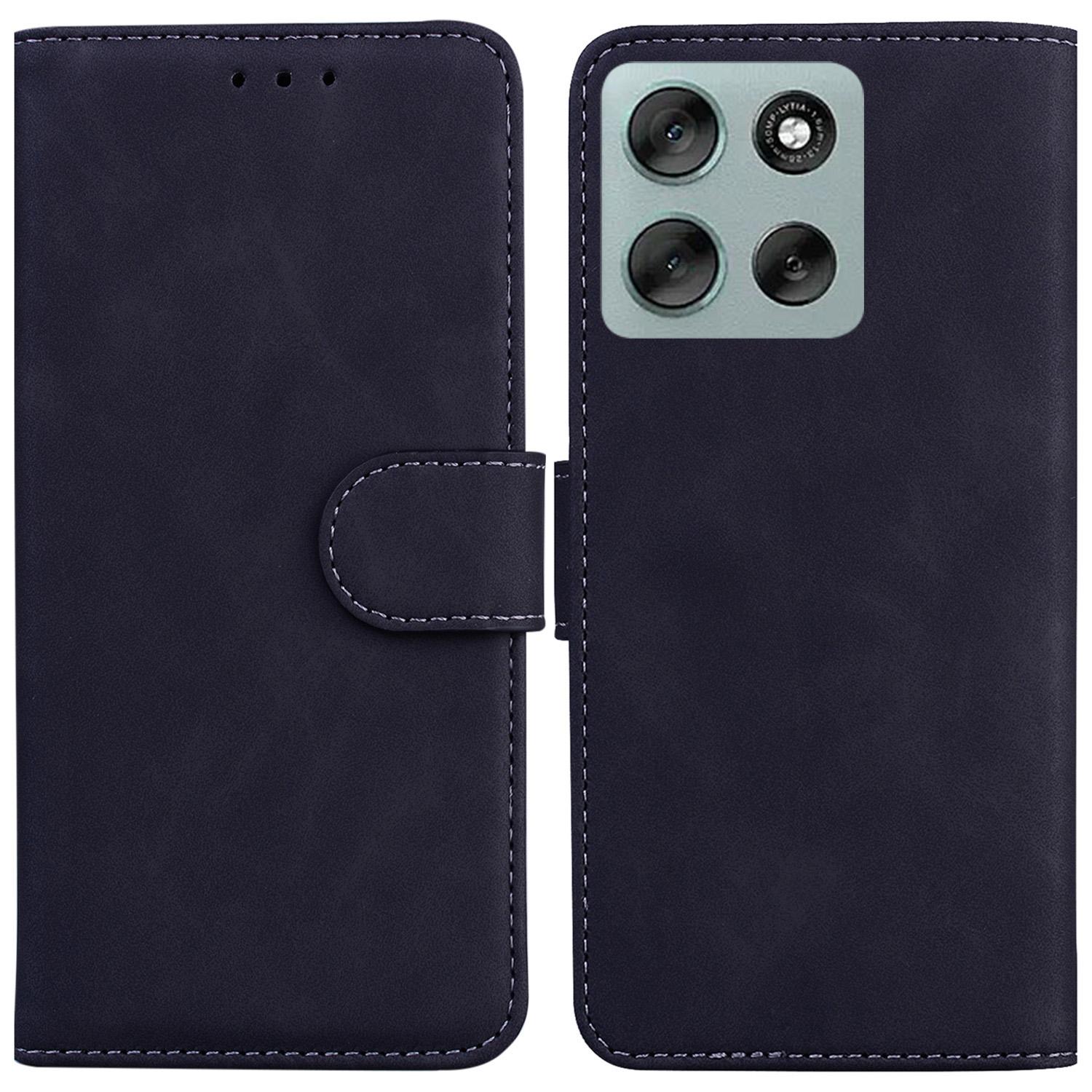 

For Motorola Moto G56 5G Case Solid Color Leather Wallet Phone Cover Black