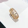 V Gold Dewdrop Ring: Women's 18K Rose Gold with Luxury Hollow Design and Full Diamonds, Non-Fading