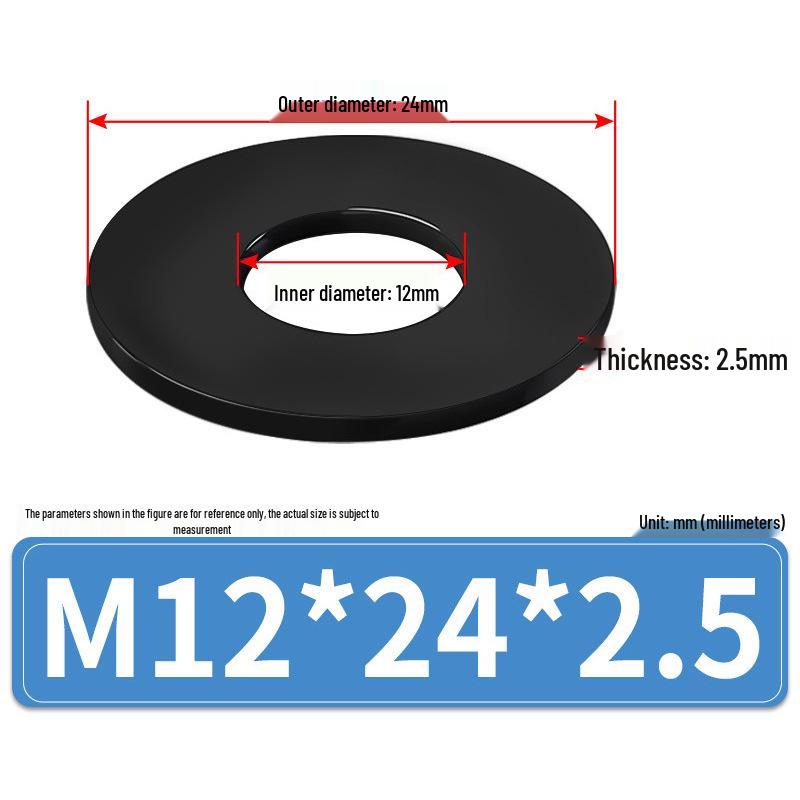 8.8 Grade Black Hardened High-Strength Oversized Flat Metal Spacer Washer (M2-M8)