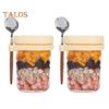 2 pezzi 350 ml tazza di farina d'avena contenitori in vetro per avena durante la notte contenitori ermetici per colazione colazione pasto contenitore in vetro yogurt insalata cereali barattolo di frutta con coperchi