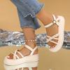 Ladies Shoes 2025 Buckle Strap Luxury Women's Sandals Fashion Peep Toe Women Summer New Plus Size Solid Casual Platform Sandals