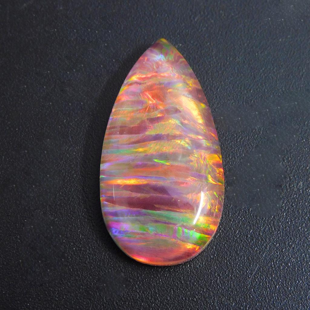 Boulder Opal Lab Created 12.10 Ct Pear Certified Beautiful Loose Gemstone