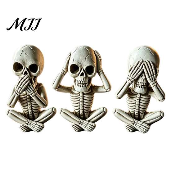 Desktop Gothic Decor 3 Pcs Halloween Skeleton Statue, Hear No See Speak Collectibles for Home Evil Figurines, Craft Ornament Party Funny Figurines