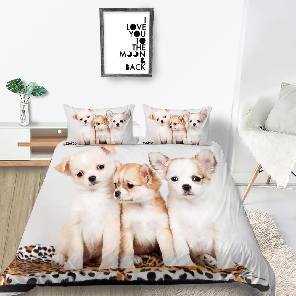 3D Pet Dog Pattern Bedding Set Home Decoration Gift for Boys and Girls Single Bed Double Bed Decoration