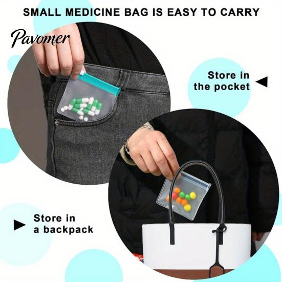 Lightweight Pill Container Slide Lock Medicine Bags, Reusable EVA Pouch, Waterproof Portable Travel Bag Pills Small Items Storage Bag, for And