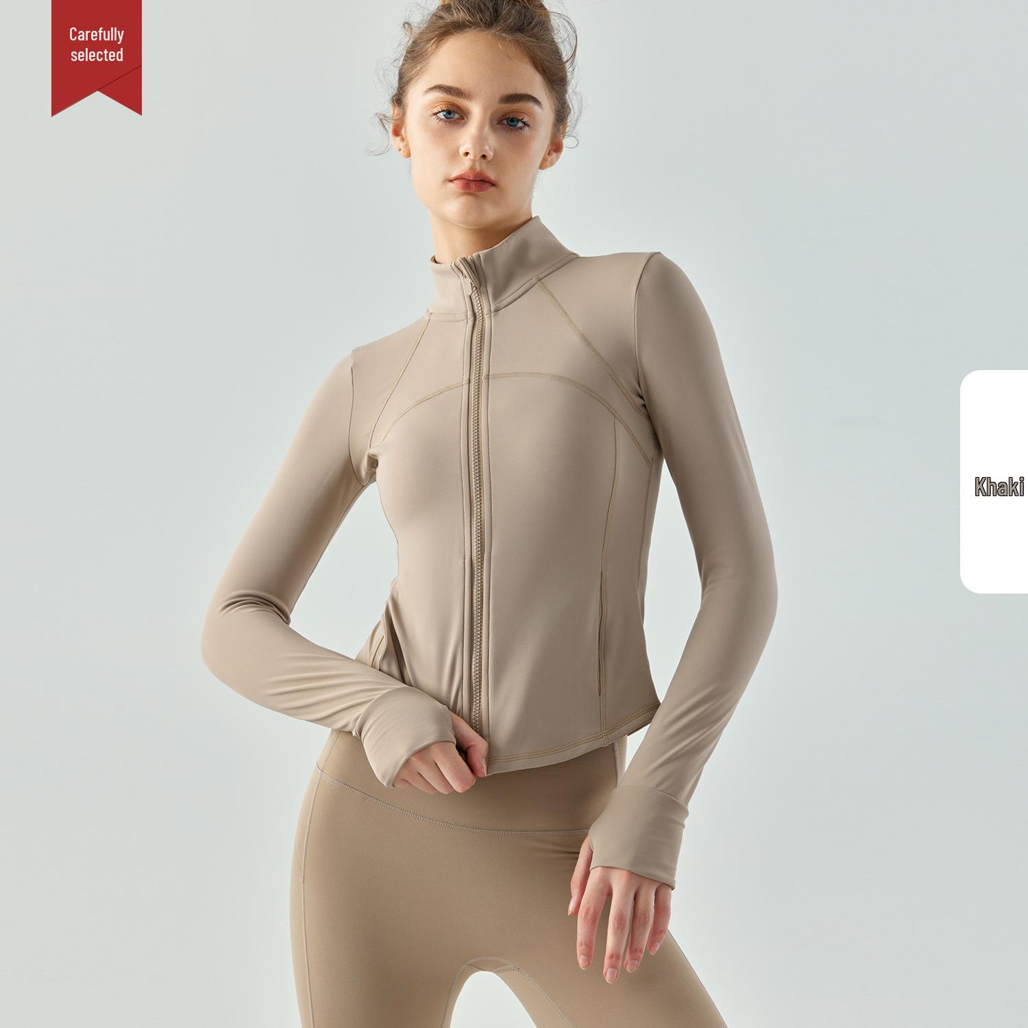Curved Hem Yoga Jacket: Slimming, Casual, Waist-Cinching, Fleece-Lined, Temperature-Locking, Hoodless Design Medium