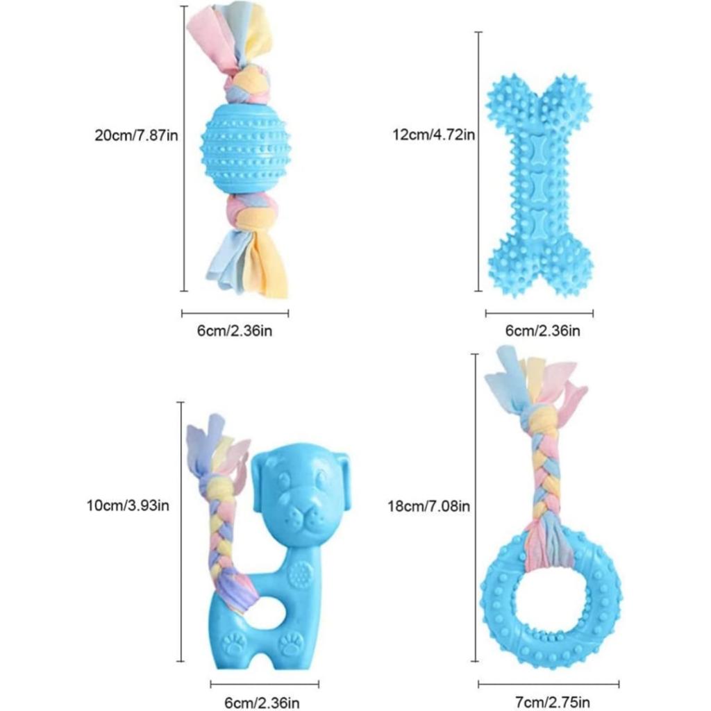 Hund Kauspielzeug, 7-teiliges Welpen Beißring Set mit Ball und bunter Schnur, interaktives Haustierspielzeug geeignet für kleine und mittelgroße Hunde