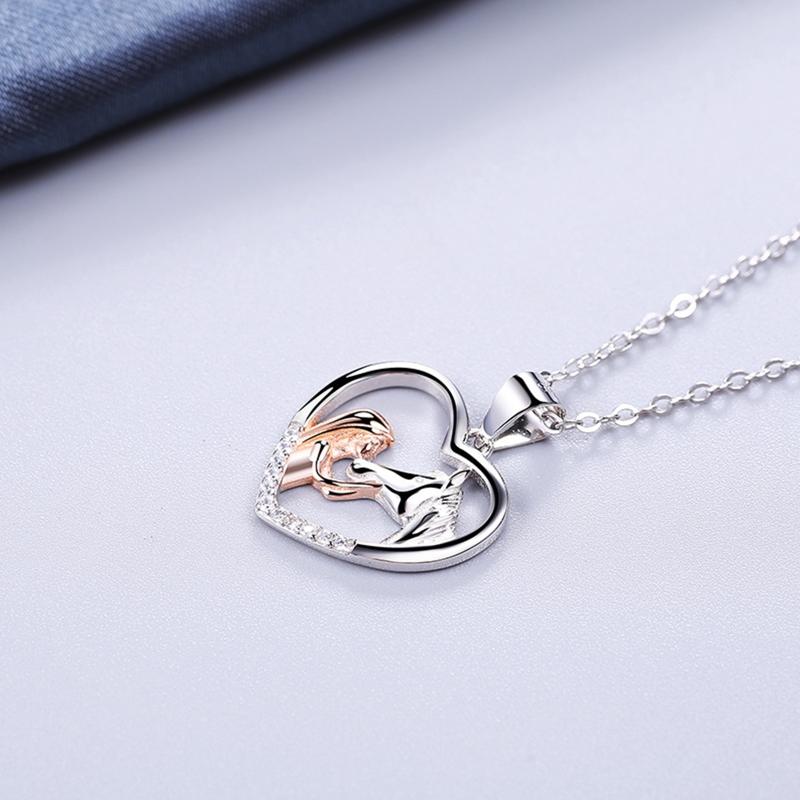 Heart Girls with Horse Pendant Necklaces Rose Gold Charm Necklace Jewellry