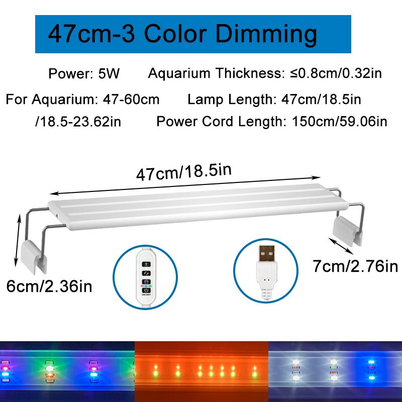 USB Fish Tank Clip Light, Dimmable Color, LED Aquarium Light for Aquatic Plant Grow Landscapes Decoration with Timer Function