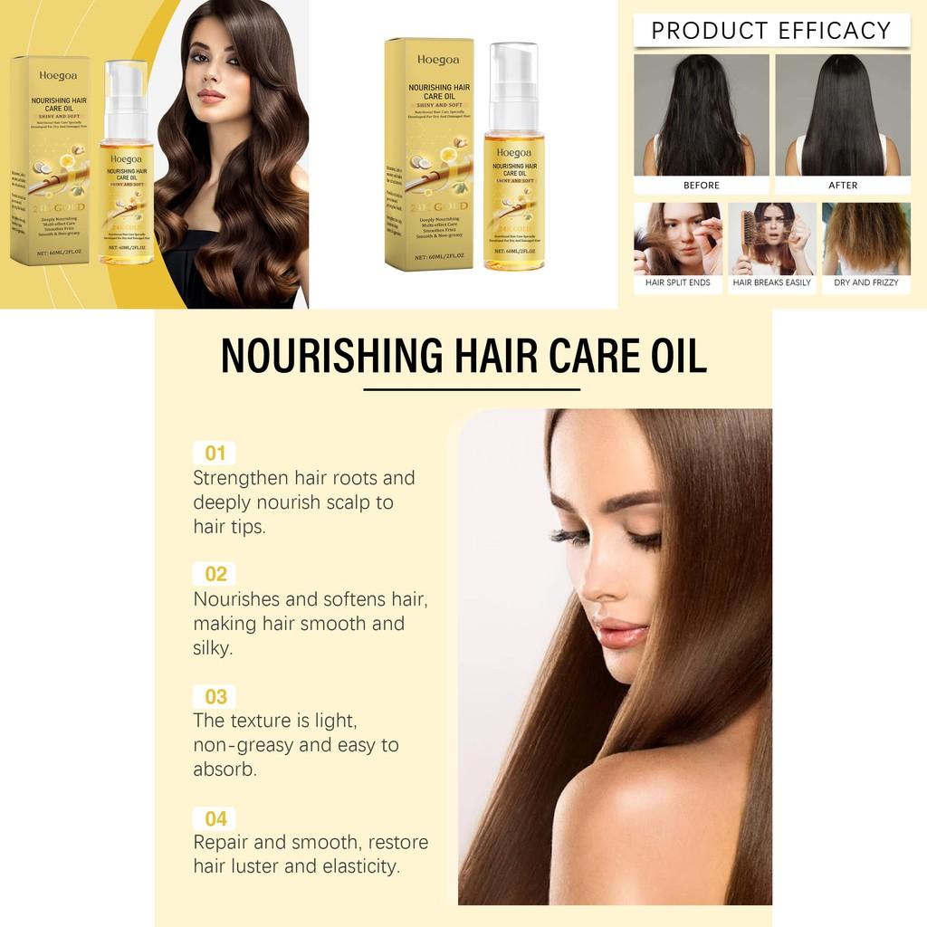 Hoegoa Nourishing Hair Oil For Shiny Dry Hair Lightweight Non Greasy Care 60ml