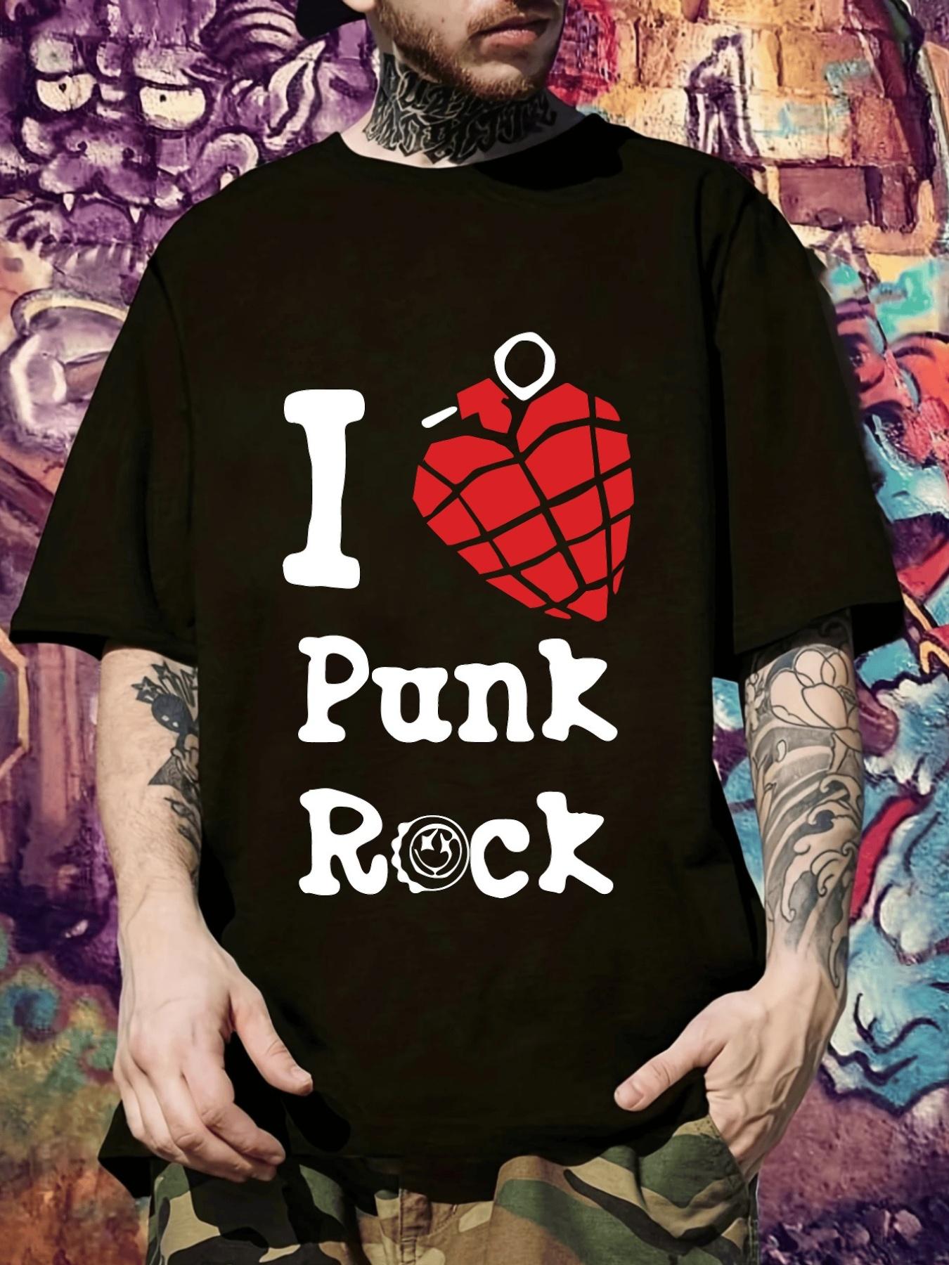 Punk Rock Graphic T-shirt -  I Love Punk Rock  Heart Design L