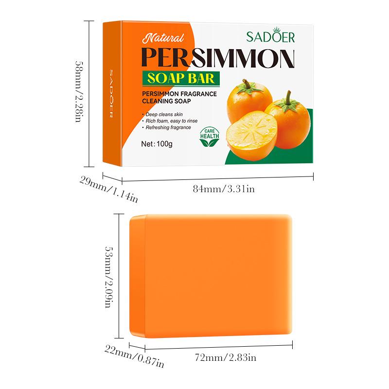 Sadoer Persimmon Cleansing Soap Aromatherapy Deep Cleansing Handmade Soap Luxurious Natural Exfoliating Soap
