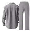 European & American Men's Breathable Cotton Linen Long Sleeve Shirt & Trousers Set