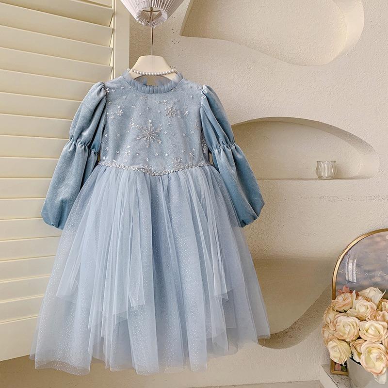 Autumn New Girls' Birthday Dress Mesh Dress Princess Dress