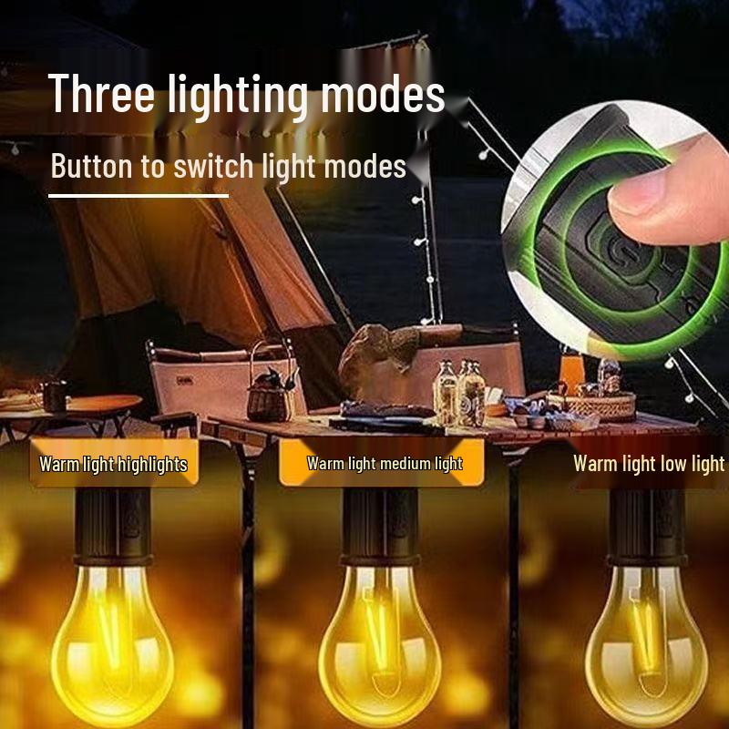 Solar-Powered Tungsten Filament Light Bulb: Emergency, Outdoor, and Camping Lantern with Hook