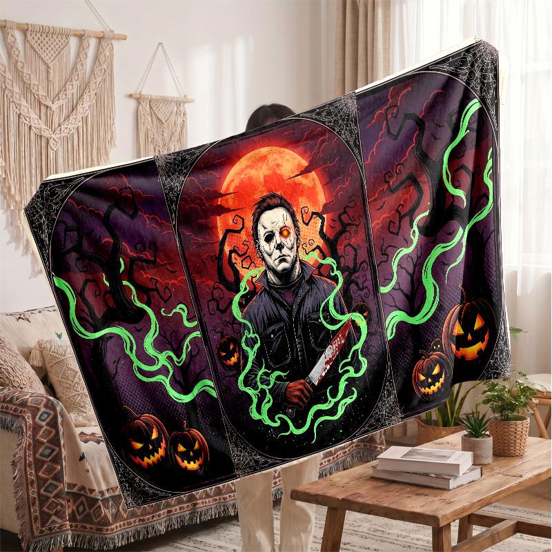 Warm Flannel BlanketHalloween Michael Myers Soft Cozy Throw Blanket for Bedroom Couch