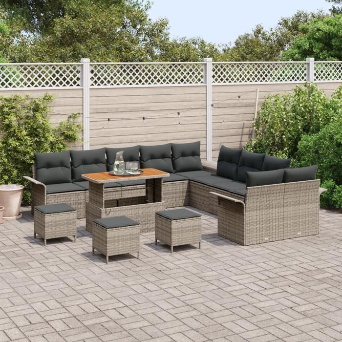 Canapé de jardin 2 places vidaXL avec rangement et coussins, Ensemble de salle à manger de jardin 4 pièces avec coussins 3364153