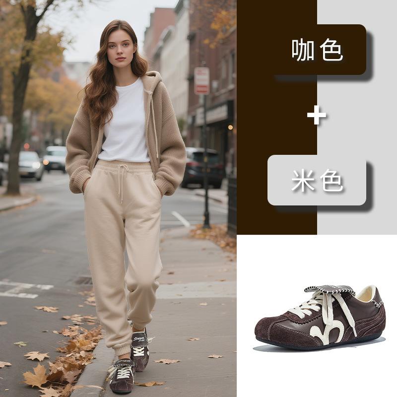 Wula Grass Pigskin Insoles Retro Leather German Training Shoes Women's 2025 Autumn New Sports Board Shoes Casual Forrest Gump Shoes