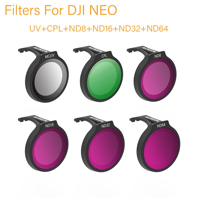 Filtro Obiettivo per DJI Neo Set Filtri ND Kit Filtri Obiettivo Fotocamera Filtro Obiettivo Fotocamera HD Vetro Ottico MCUV ND per Accessori DJI Neo