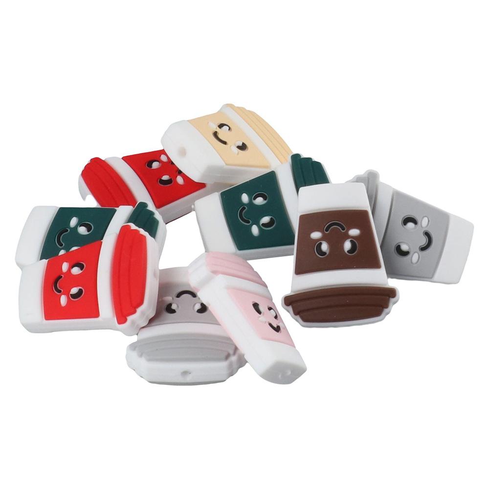 

18 шт. 18 шт., мультяшные бусины для чашек кофе, красочные плоские бусины, брелок для изготовления свободных разделительных бусин для взрослых