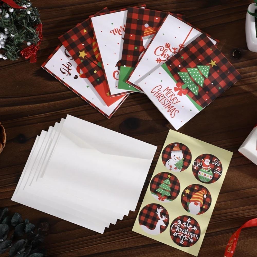 6 Teile/satz Frohe Weihnachten Karte Weihnachten Geburtstag Party Geschenk Karte Niedlichen Cartoon Halb-Gefaltet Karte Segen Nachricht Karte Mit Umschlag