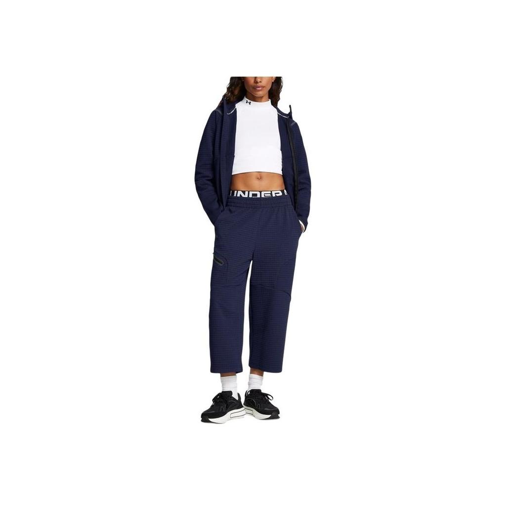 Under Armour Unstoppable Womens Training Series Relaxed Mid-Rise Breathable Cropped Shorts Women Shorts Navy-Blue 1386492-410