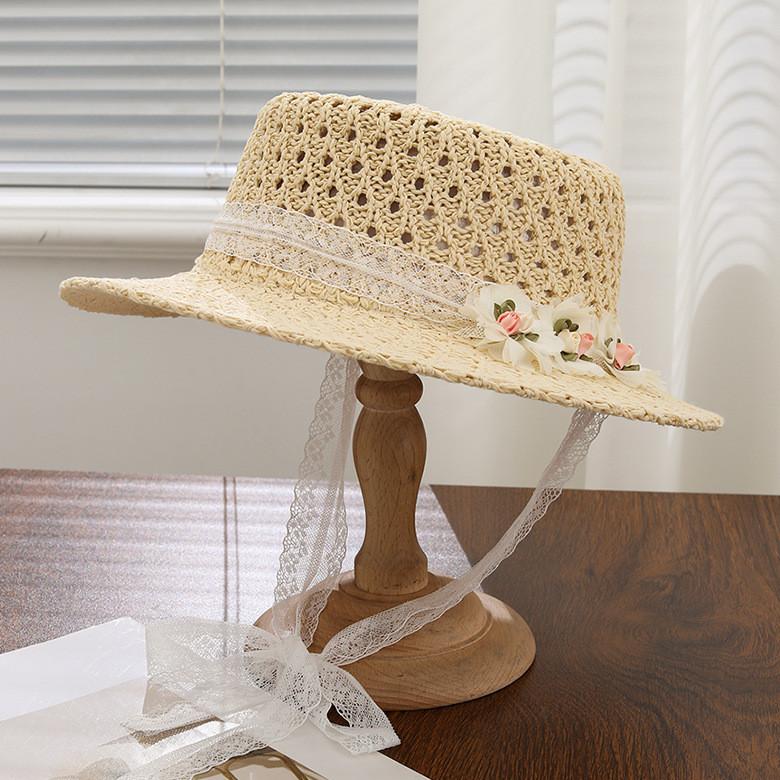 Straw Sun Hat With Wide Brim For Summer Beach Vacation Sun Protection