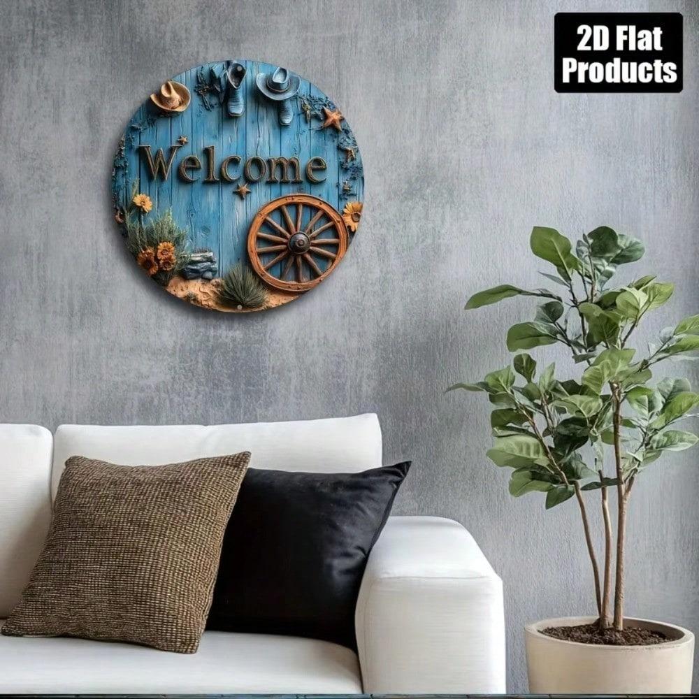 Vintage Welcome Sign Metal Wall Art for Home Bar Decor