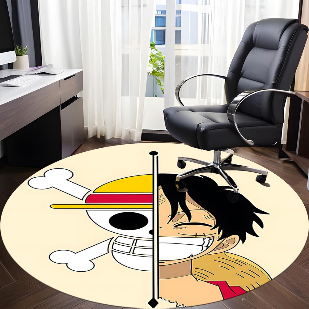 1pc One Piece Monkey D. Luffy Office Round Area Rug, Under Office Chairs Bedroom Living Room Home Decor  A1022154