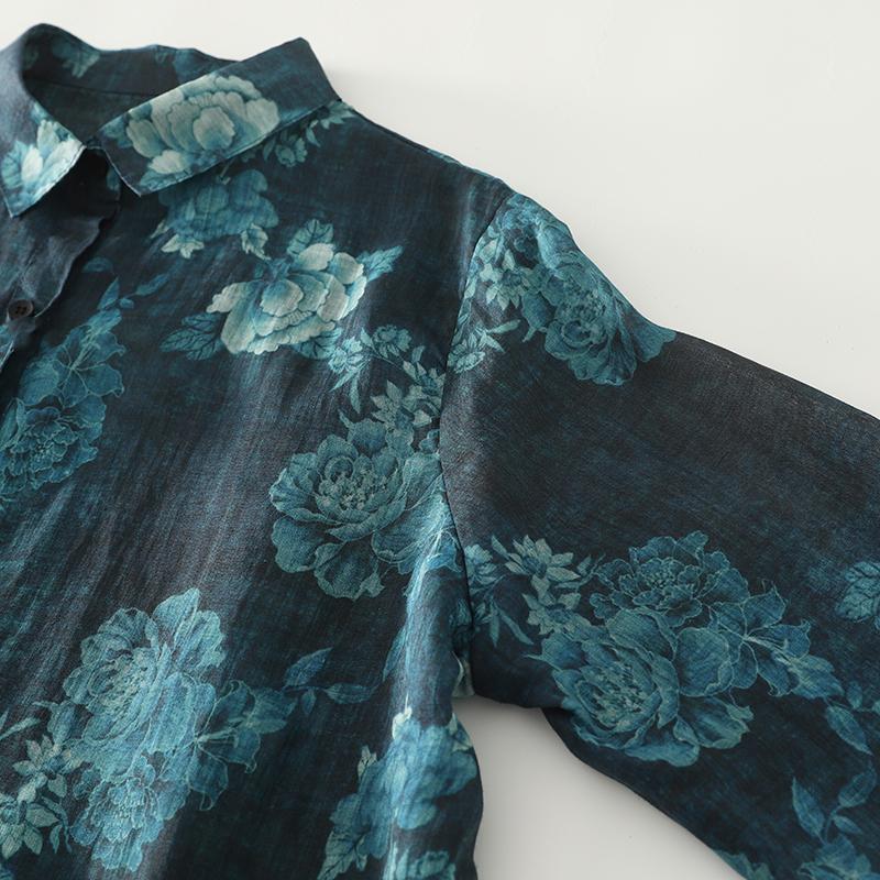 DIMANAF New Plus Size Women Tops Shirts Tees Floral Casual Loose Blouse 2025 Autumn Print Cotton Long Sleeve