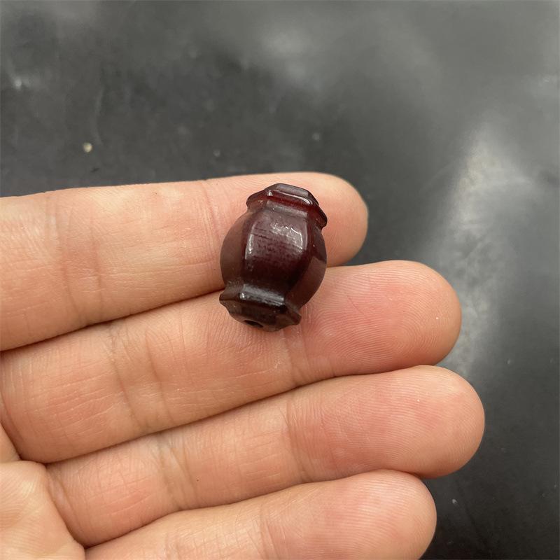 Ten Thousand Jade Retro Distressed Agate Three-Dimensional Gourd Ping an Kou Tube Beads