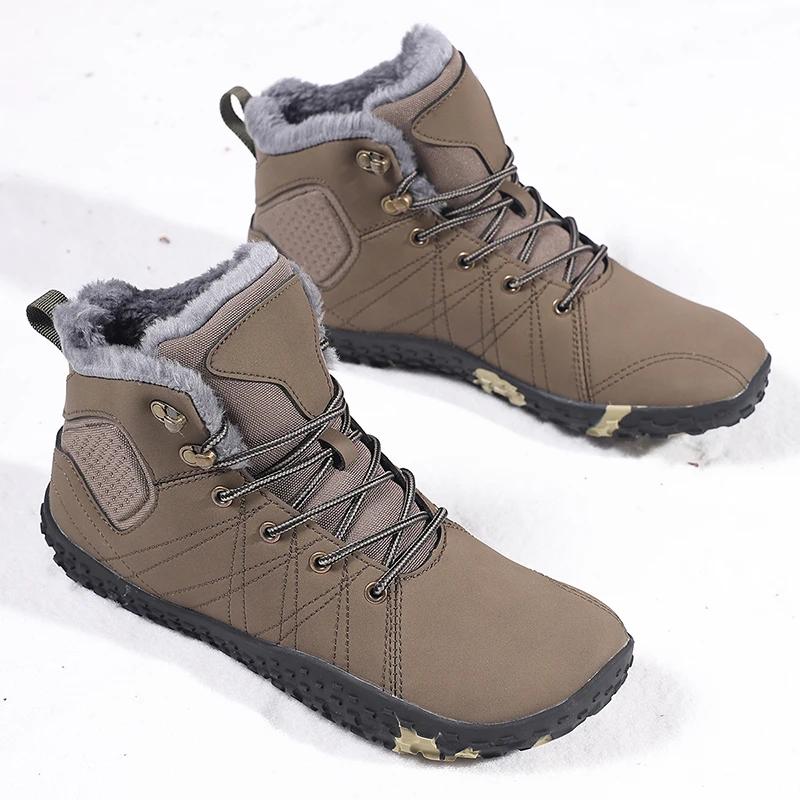 Neue Winter Herrenstiefel Wasserdichte Schneestiefel Outdoor Rutschfest Barfußstiefel Winter Warm Lässige Sneaker Plüsch Warme Baumwollschuhe