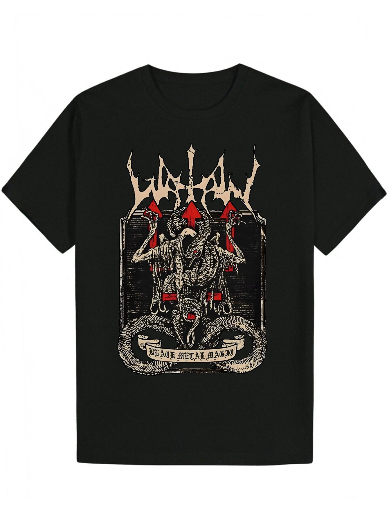 

Gothic Horror Graphic T-shirt - Black with Red Accents - Lightweight Breathable Polyester Tee for Heavy Metal Concerts XXXL