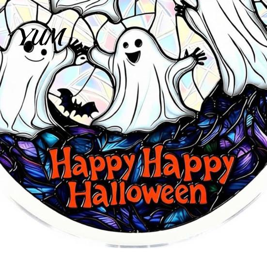 Unique Birthday Gift for Her Halloween Moon Black Cat Suncatcher Jigsaw Puzzle, 2D Acrylic Mystical Feline Window Hanging Tiffany Style Light